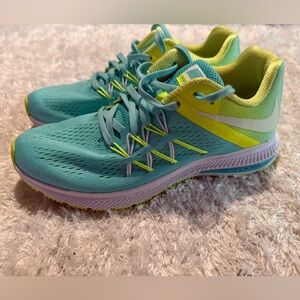 Nike Women's Aqua and Lime/Yellow Athletic Shoes